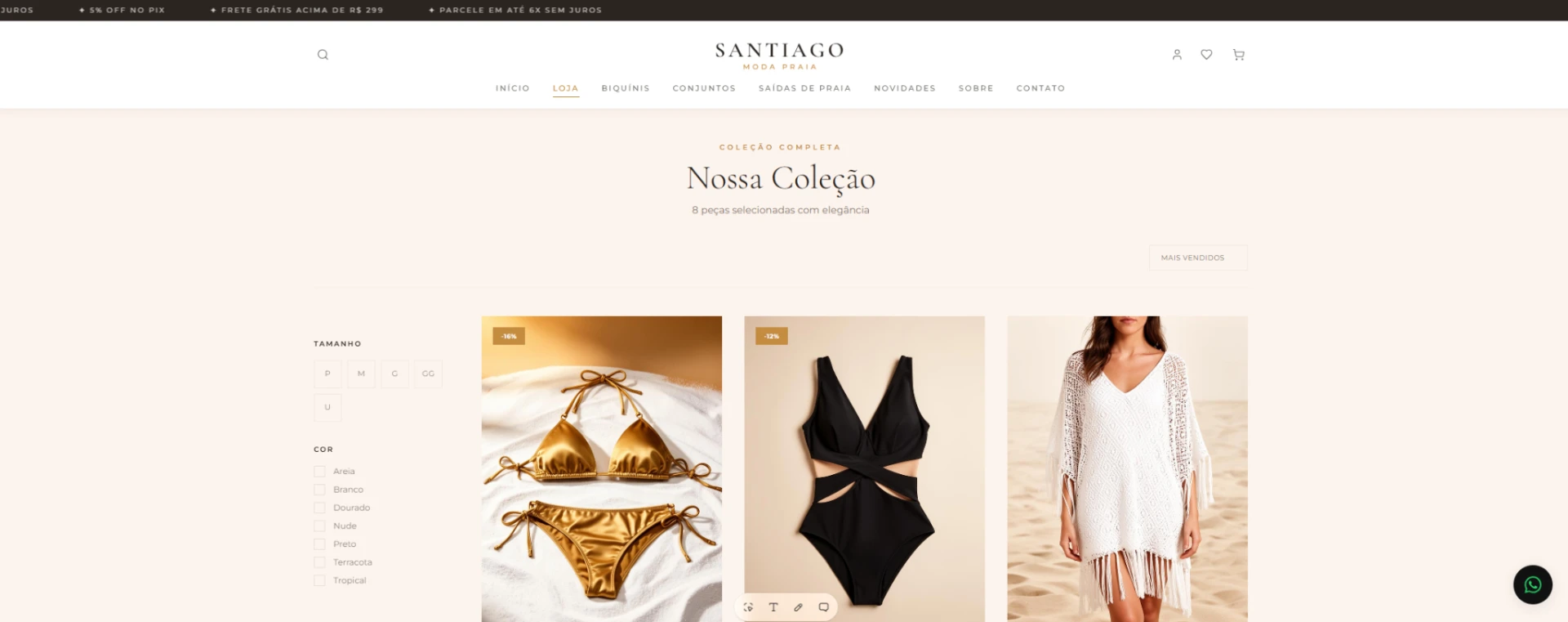 Preview do projeto Santiago Moda Praia